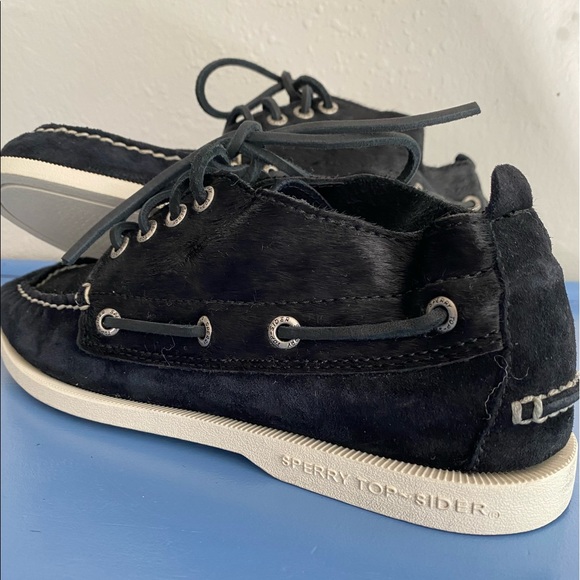 Sperry Top Sider Navy Black Suede Cow Hide Mens Size 7.5 - Picture 4 of 9